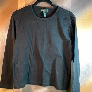 90’s Lauren Ralph Lauren XL black scoop neck shirt. 44” chest. N
